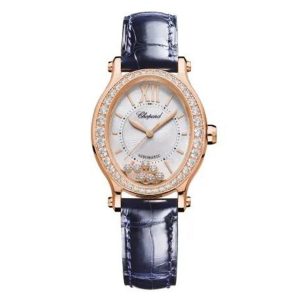Đồng Hồ Nữ Chopard Happy Sport 275362-5002 Oval 18K Diamonds Màu Đen / Vàng Hồng - Duy Hoang