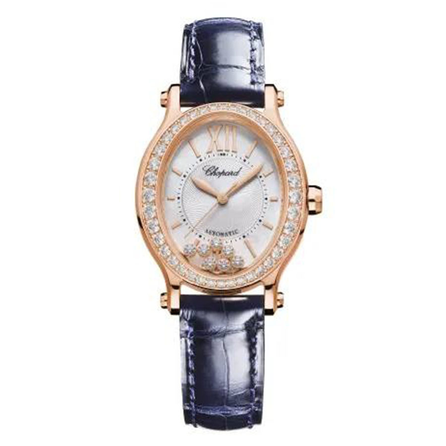 Đồng Hồ Nữ Chopard Happy Sport 275362-5002 Oval 18K Diamonds Màu Đen / Vàng Hồng - Duy Hoang