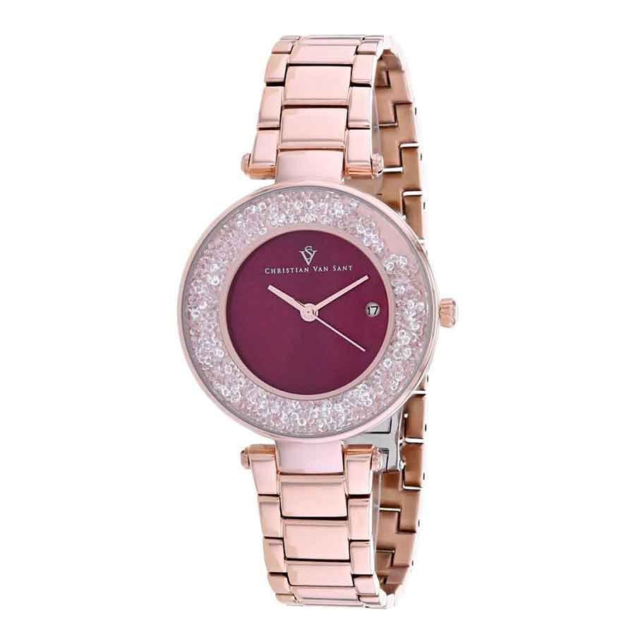 Đồng Hồ Nữ Christian Van Sant Dazzle Quartz Stainless Steel Strap CV1215 Màu Vàng Hồng - Duy Hoang
