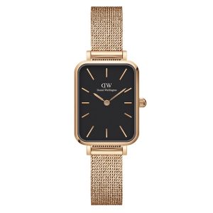 Đồng Hồ Nữ Daniel Wellington DW00100432 20x26mm Quadro Pressed Melrose RG Black Đen/ Vàng Hồng - Duy Hoang