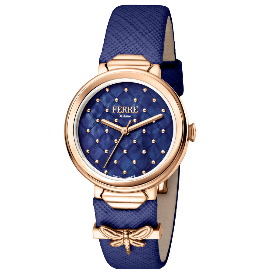Đồng Hồ Nữ Ferre Milano FM1L124L0041 Blue Leather Ladies Watch Màu Xanh Navy - Duy Hoang