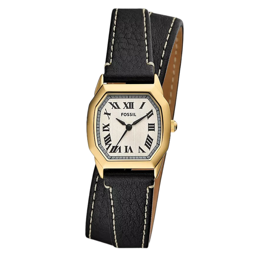 Đồng Hồ Nữ Fossil Harlow Three Hand Black Leather Watch ES5404 Màu Vàng Nâu - Duy Hoang