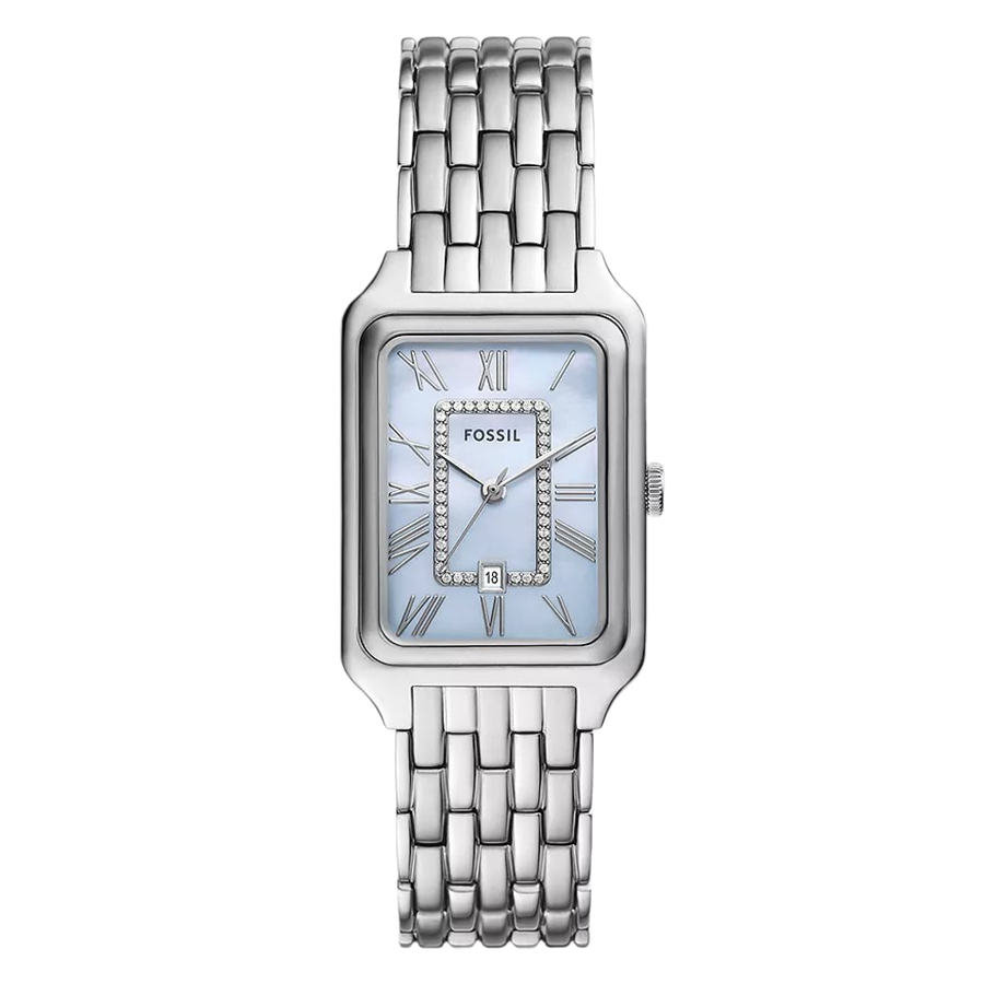 Đồng Hồ Nữ Fossil Raquel Three Hand Date Stainless Steel Watch ES5402 Màu Bạc Xanh - Duy Hoang