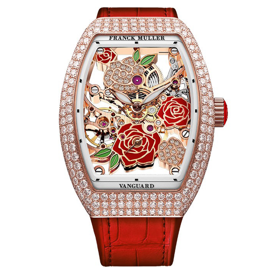 Đồng Hồ Nữ Franck Muller V32 Rose Gold Skeleton Màu Đỏ/ Vàng Hồng - Duy Hoang