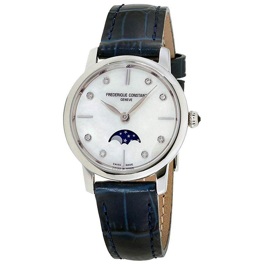 Đồng Hồ Nữ Frederique Constant Slimline Moonphase FC-206MPWD1S6 Màu Xanh Trắng - Duy Hoang
