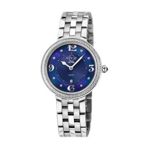 Đồng Hồ Nữ GV2 By Gevril Verona Diamond Quartz 12900B Màu Bạc Xanh - Duy Hoang
