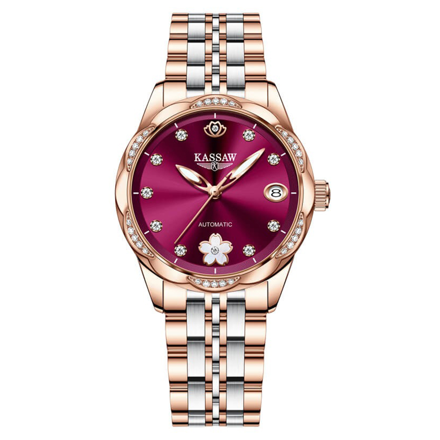 Đồng Hồ Nữ Kassaw Automatic K821-4 Màu Vàng Hồng Tím - Duy Hoang