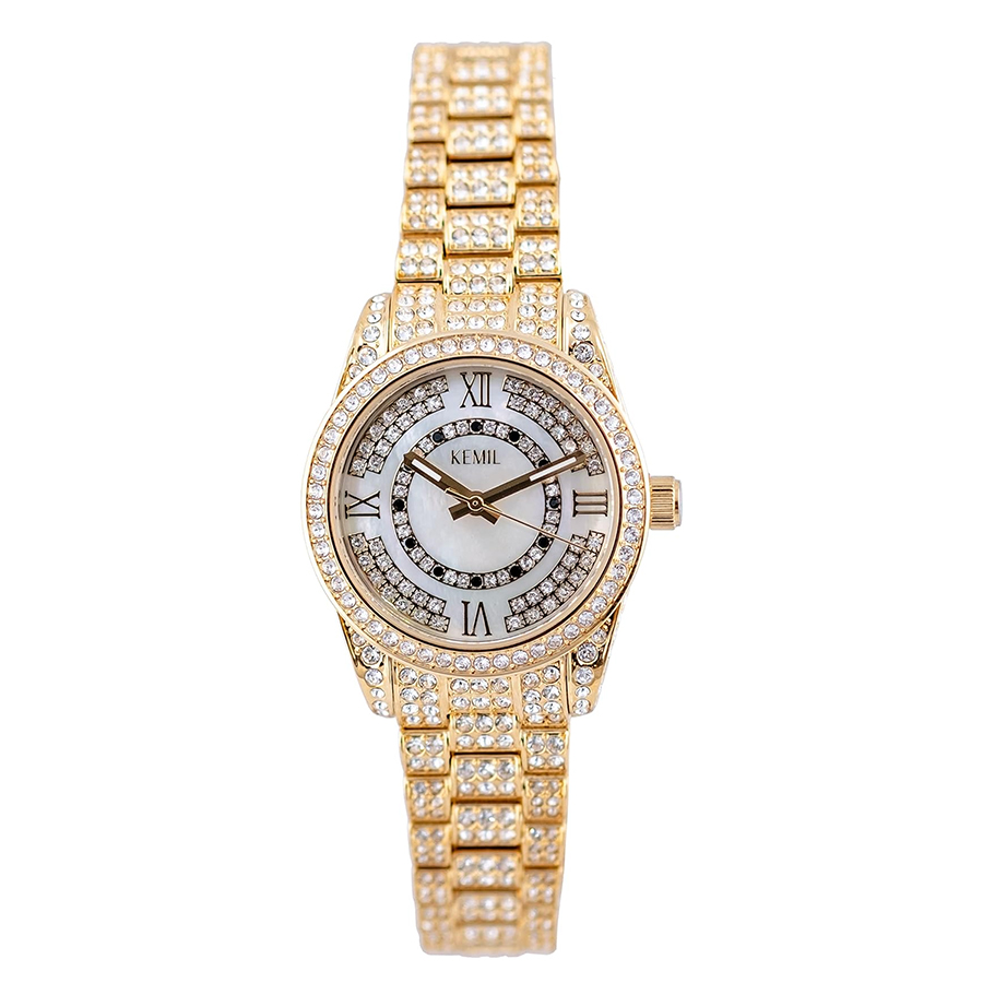 Đồng Hồ Nữ Kemil K&M Petutina Crystal Watch KM2201 Màu Vàng Gold - Duy Hoang