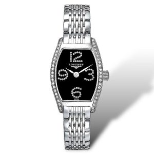 Đồng Hồ Nữ Longines Equestrian Quartz Diamond Black Dial Ladies Watch L6.136.4.57.0 Màu Đen Bạc - Duy Hoang
