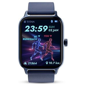 Đồng Hồ Thông Minh Titan Traveller First Fitverse Smartwatch With Blue Leather Strap 90166AP02 Màu Xanh Navy - Duy Hoang