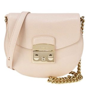 Túi Đeo Chéo Furla Metropolis Lychee Buckle Saddle Bag Rice Pergamena Màu Nude - Duy Hoang