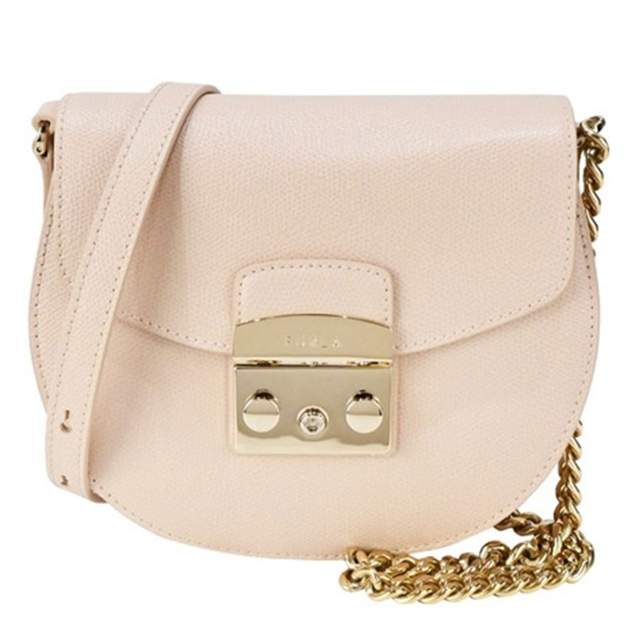 Túi Đeo Chéo Furla Metropolis Lychee Buckle Saddle Bag Rice Pergamena Màu Nude - Duy Hoang