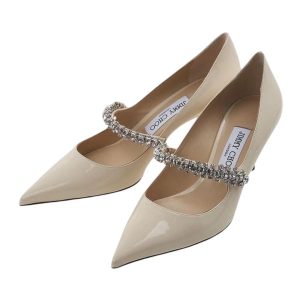 Giày Cao Gót Nữ Jimmy Choo Bing Linen 65 Crystal Strap Patent Leather Pumps BINGPUMP65PAT Màu Kem Size 36 - Duy Hoang