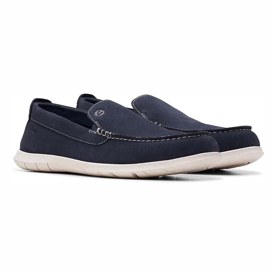 Giày Lười Nam Da Lộn Clarks FLX STP 76955 Màu Xanh Navy Size 39.5 - Duy Hoang