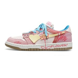 Giày Sneaker Unisex Cat & Sofa Dunk Flower Pink AC254 Màu Hồng Hoa Size 35 - Duy Hoang