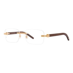 Gọng Kính Cartier Exception Wood Eyeglasses Gold/Brown Rimless CT0286O 002 Màu Nâu Vàng - Duy Hoang