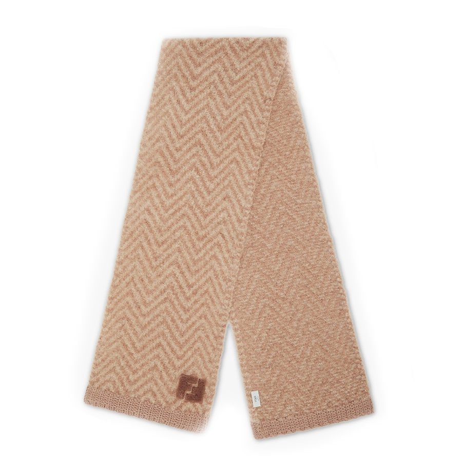 Khăn Quàng Cổ Fendi FF Scarf Brown Chevron Alpaca Scarf Màu Nâu - Duy Hoang