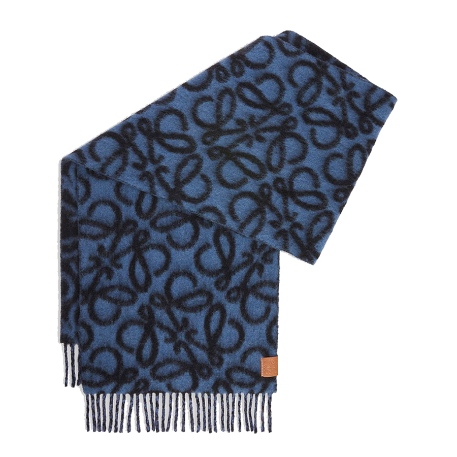Khăn Quàng Cổ Loewe Anagram Patch Wool And Alpaca Blend Scarf Màu Xanh - Duy Hoang