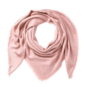 Khăn Quàng Cổ Nữ Louis Vuitton LV Monogram Shawl Natural M74441 Màu Hồng Nhạt - Duy Hoang