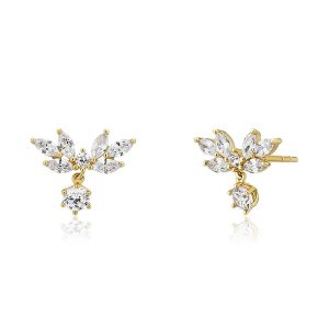 Khuyên Tai BT 420 14K - Đá Cubic Zirconia Màu Vàng Trắng - Duy Hoang