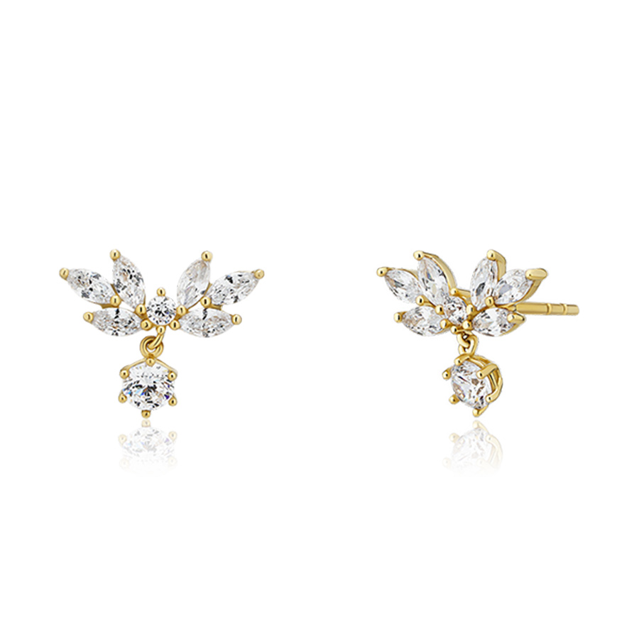 Khuyên Tai BT 420 14K - Đá Cubic Zirconia Màu Vàng Trắng - Duy Hoang