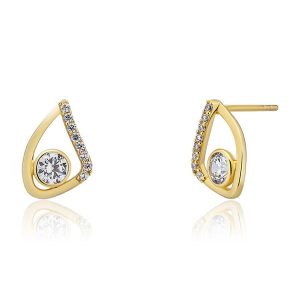 Khuyên Tai BT 425 14K - Đá Cubic Zirconia Màu Vàng Trắng - Duy Hoang