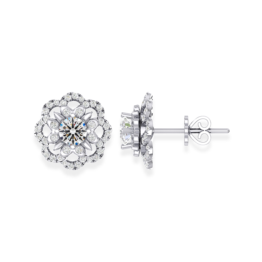 Khuyên Tai Jemmia Diamond Nữ 18K VBT2021122433 Vàng Trắng Đính Kim Cương (Giá Chưa Bao Gồm Đá Chủ) - Duy Hoang
