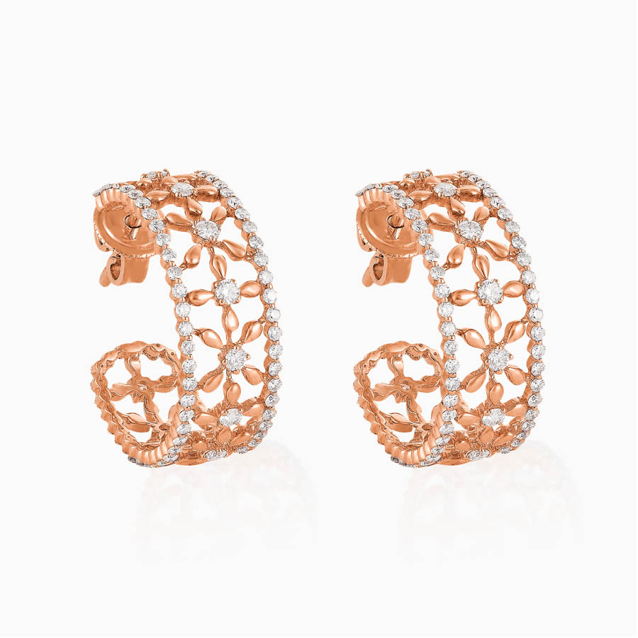 Khuyên Tai Lộc Phúc Fine Jewelry K3B.DFH0005E Vàng Hồng Đính Kim Cương - Duy Hoang