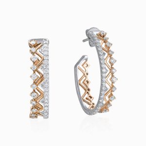 Khuyên Tai Lộc Phúc Fine Jewelry K3B.DFH0009E Vàng Trắng Đính Kim Cương - Duy Hoang