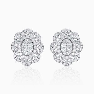 Khuyên Tai Lộc Phúc Fine Jewelry K3B.DFH0120E Vàng Trắng Đính Kim Cương - Duy Hoang