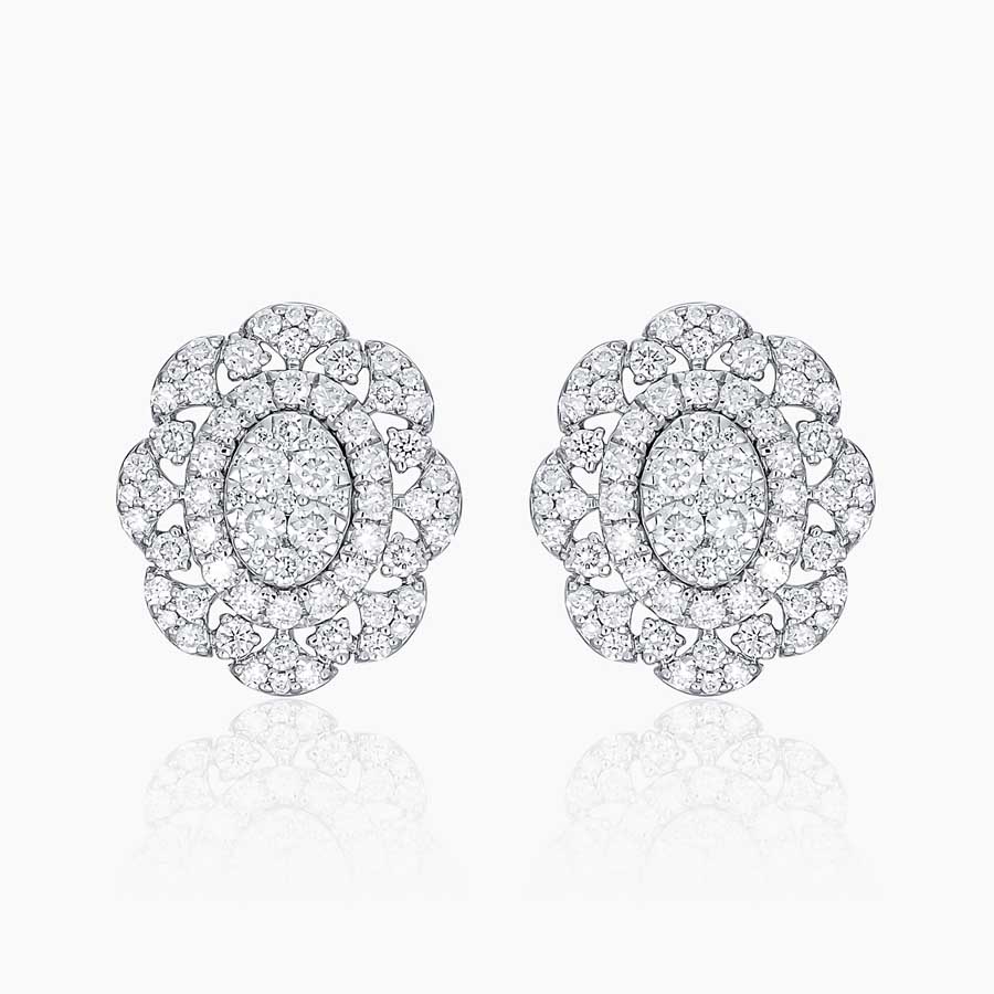 Khuyên Tai Lộc Phúc Fine Jewelry K3B.DFH0120E Vàng Trắng Đính Kim Cương - Duy Hoang