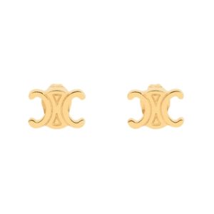 Khuyên Tai Nữ Celine Triomphe Stud Earrings In Gold Finish Brass 461CY6BRA.35OR Màu Vàng - Duy Hoang