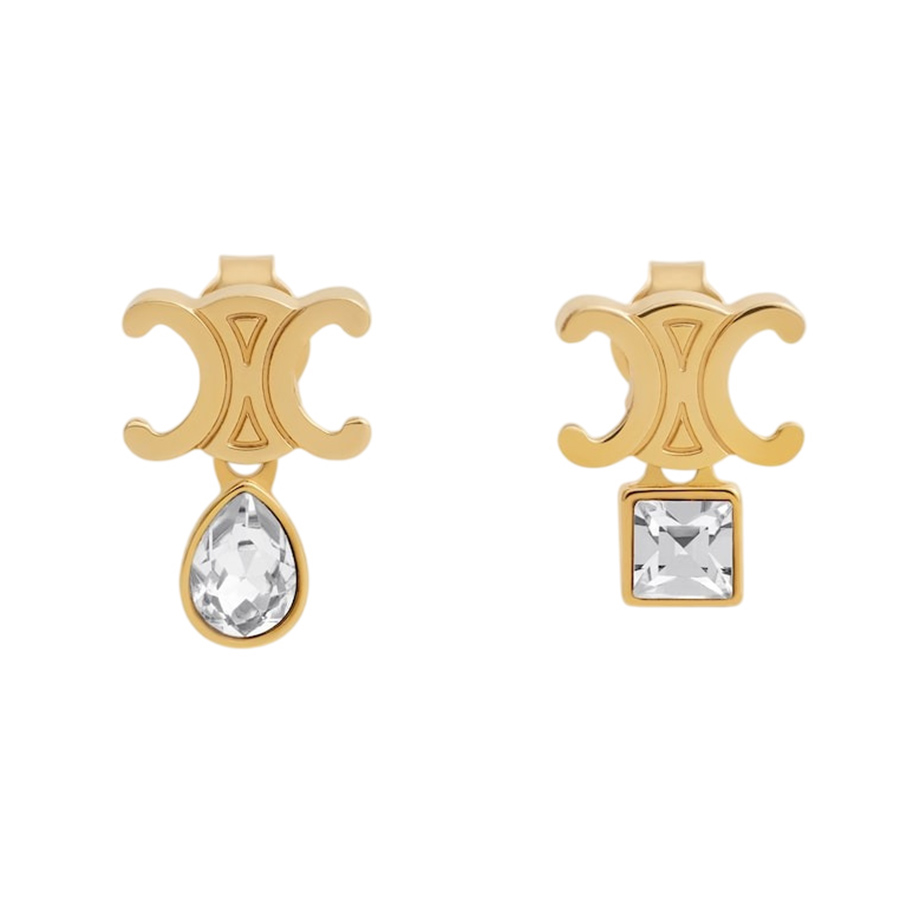 Khuyên Tai Nữ Celine Triomphe Twinkle Earrings In Strass And Brass 461VK6BRS 35OR Màu Vàng - Duy Hoang