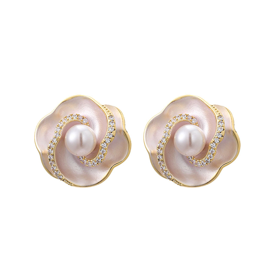 Khuyên Tai Nữ Jessica Pearl Artistic Bloom JE64 Màu Trắng Vàng - Duy Hoang