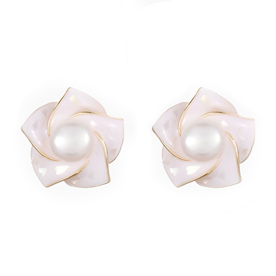 Khuyên Tai Nữ Jessica Pearl Graceful Bloom JE60 Màu Hồng Vàng - Duy Hoang