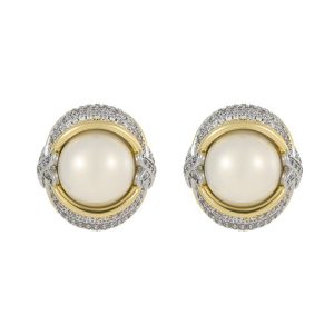 Khuyên Tai Nữ Jessica Pearl Oval Elegance Màu Trắng Vàng - Duy Hoang