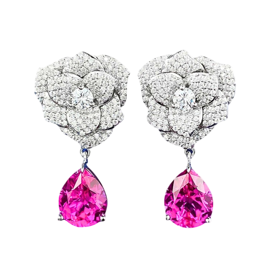 Khuyên Tai Nữ Kya Jewel Charming Camellia SE135 Màu Bạc/Hồng - Duy Hoang