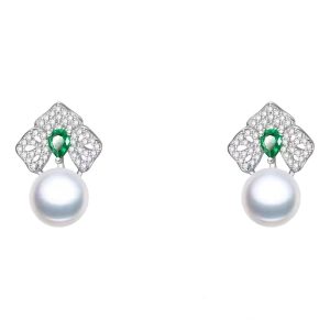 Khuyên Tai Nữ Kya Jewel Forest Bloom Pearl JSE4 Màu Bạc Xanh - Duy Hoang