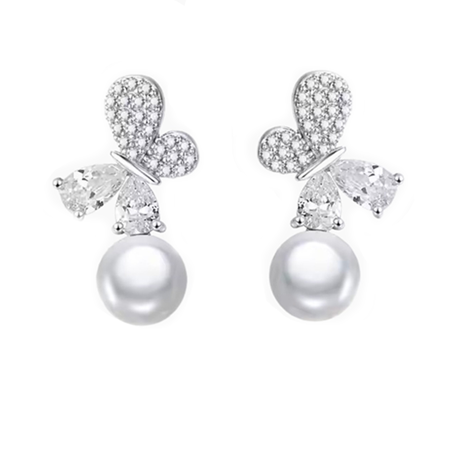 Khuyên Tai Nữ Kya Jewel Radiant Butterfly Pearl JSE9 Màu Bạc - Duy Hoang