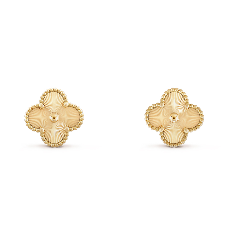 Khuyên Tai Nữ Jewery Luxury Gold Alhambra Earrings 18 Karat Yellow Gold Màu Vàng - Duy Hoang