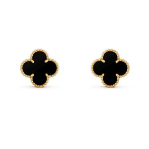 Khuyên Tai Jewery Luxury Alhambra Onyx Gold 18k Yellow Gold Màu Vàng Gold 9mm - Duy Hoang