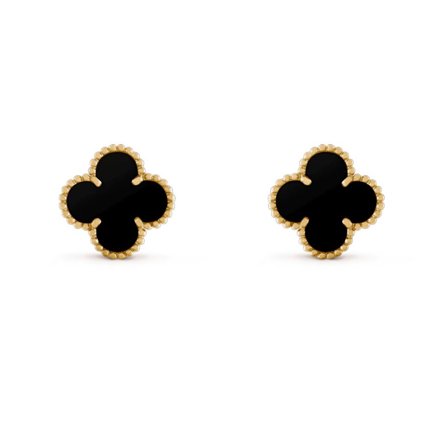 Khuyên Tai Jewery Luxury Alhambra Onyx Gold 18k Yellow Gold Màu Vàng Gold 9mm - Duy Hoang