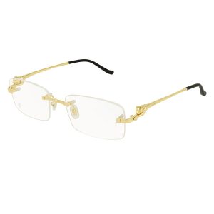 Kính Mắt Cận Cartier Gold Panthère Eyeglasses CT0281O 001 Màu Vàng - Duy Hoang