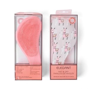 Lược Chải Tóc Elegant Detangler Brush Painless Wet & Dry Girl Pink/Beige Sheep Power Màu Kem Hồng - Duy Hoang