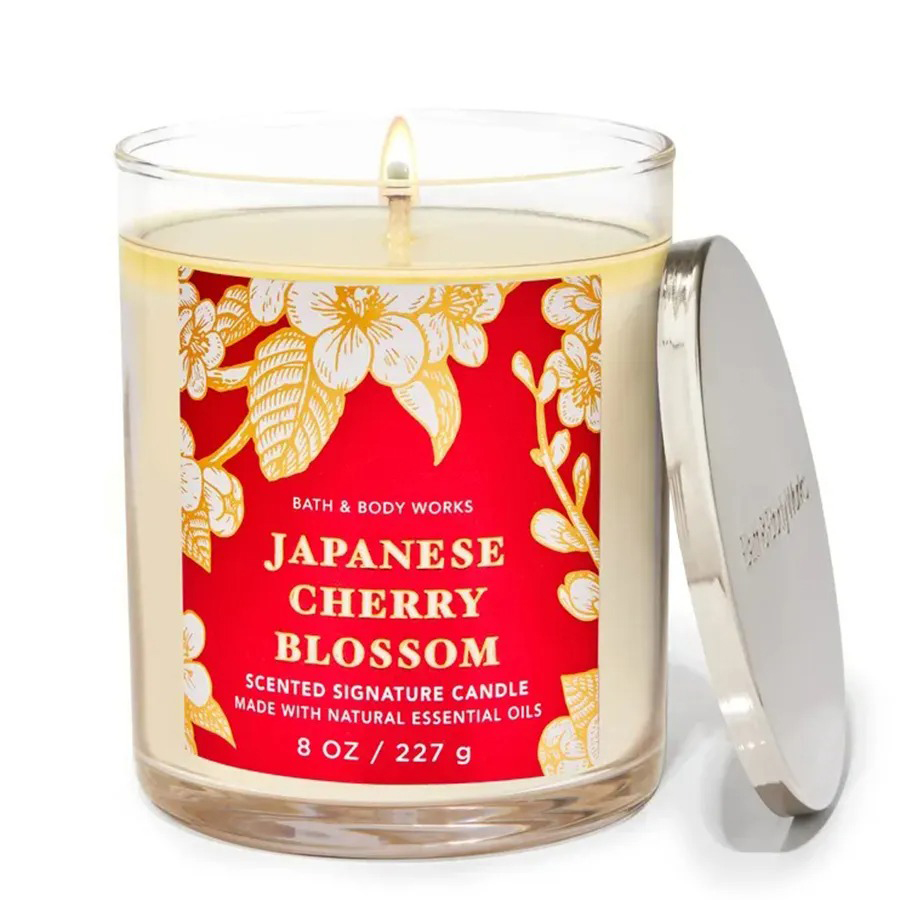 Nến Thơm Bath & Body Works Japanese Cherry Blossom Signature Single Wick Candle 227g - Duy Hoang