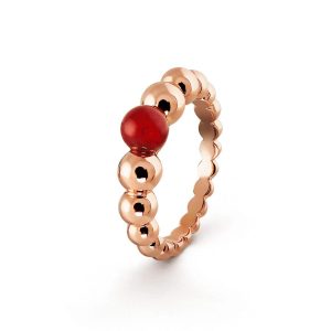 Nhẫn Jewery Luxury Perle'e Couleurs Variation Carnelian 18k Rose Gold Màu Vàng Hồng - Duy Hoang