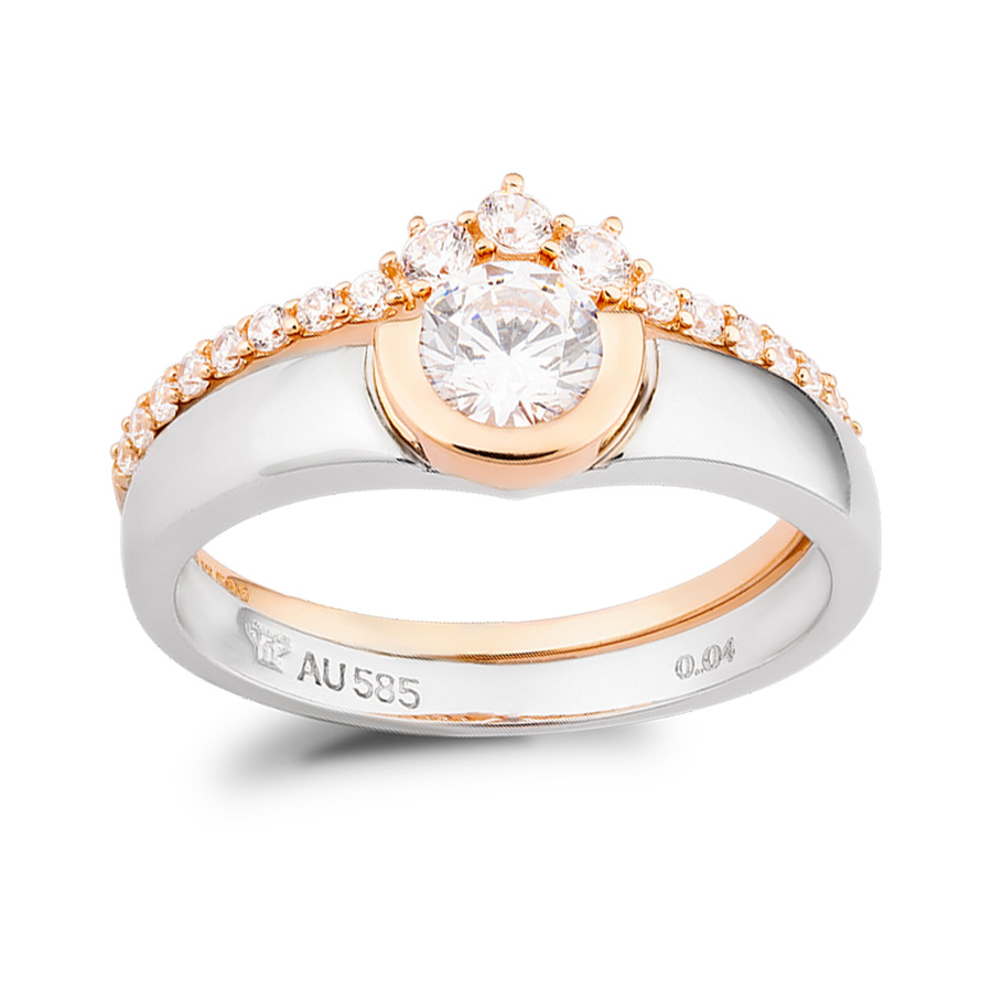 Nhẫn Huy Thanh Jewelry NDINO 216 - 14K - Đá Cubic Zirconia Màu Bạc/Vàng Hồng - Duy Hoang