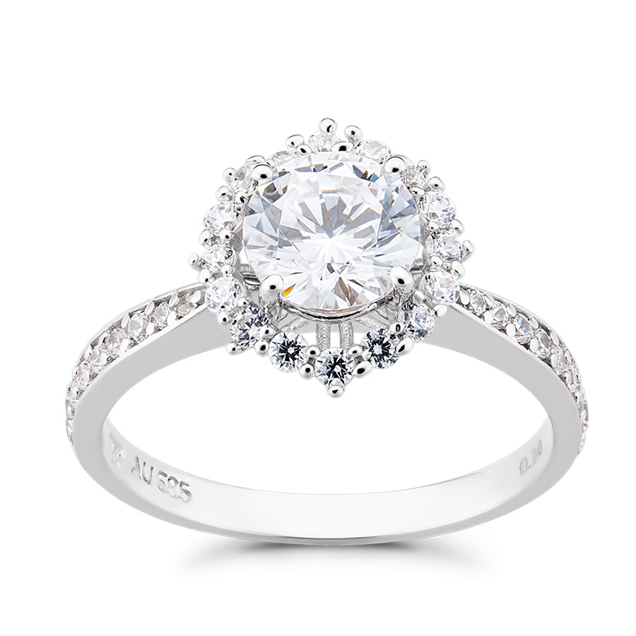 Nhẫn Huy Thanh Jewelry NDINO 217 - 14K - Đá Moissanite Màu Bạc - Duy Hoang