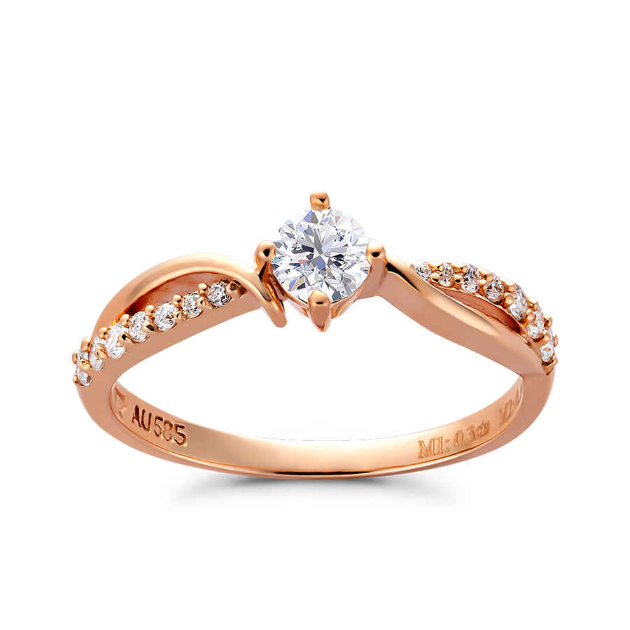 Nhẫn Huy Thanh Jewelry NDINO 237 - 14K - Đá Moissanite Màu Vàng Hồng - Duy Hoang