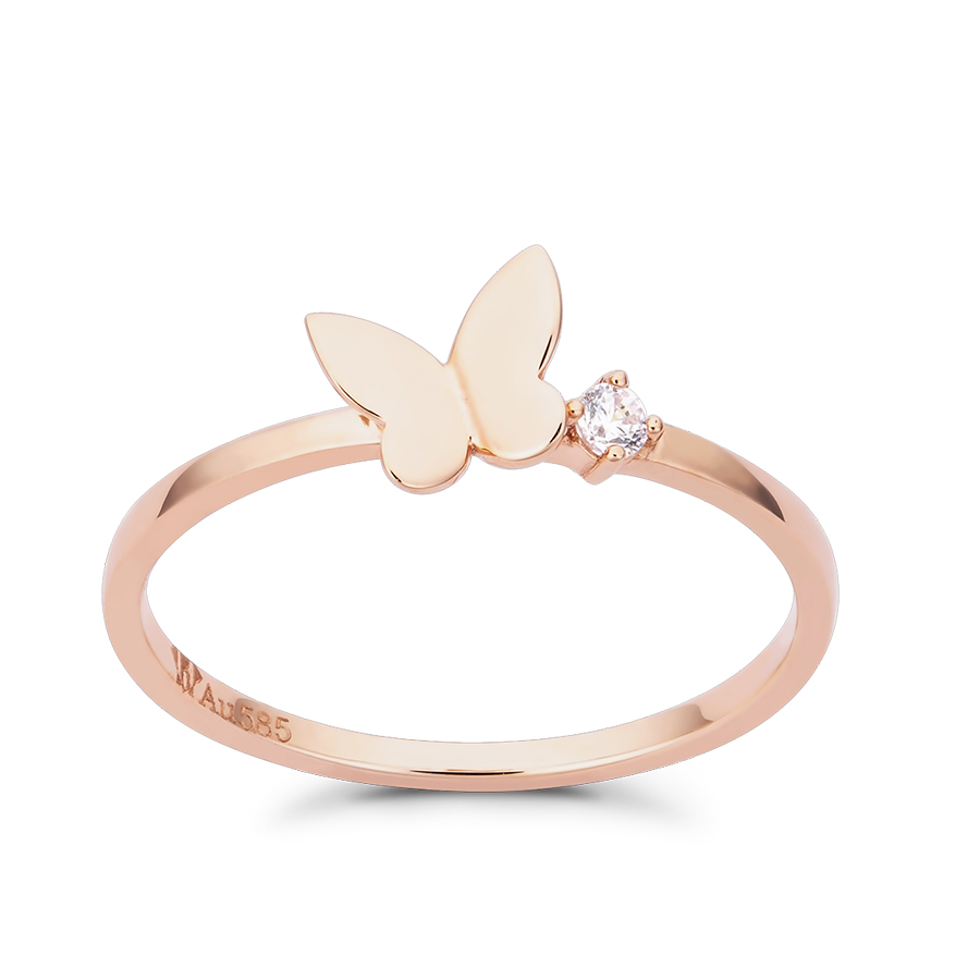 Nhẫn Huy Thanh Jewelry NPTB 297 - 14K - Đá Cubic Zirconia Màu Vàng Hồng - Duy Hoang